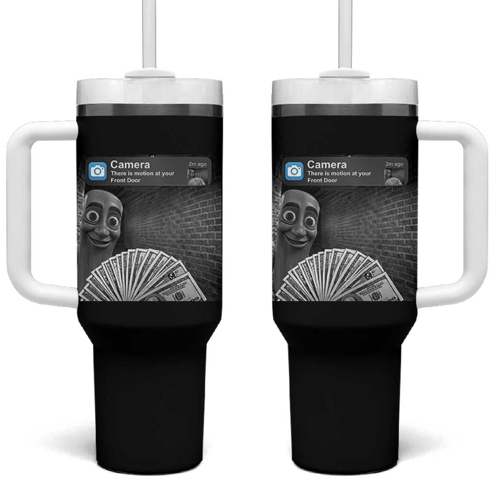 There is Motion at Your Front Door Tumbler With Handle Tung Tung Tung Sahur Italian Brainrot Meme