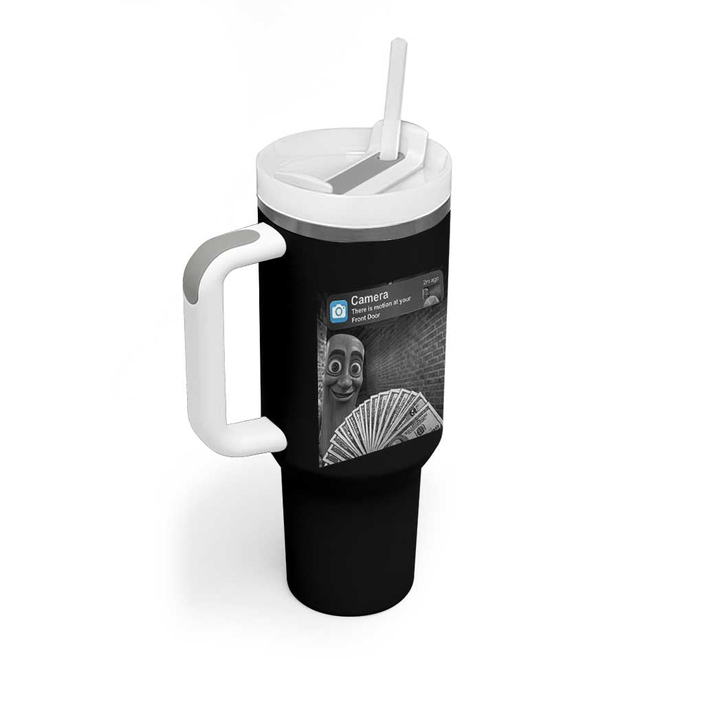 There is Motion at Your Front Door Tumbler With Handle Tung Tung Tung Sahur Italian Brainrot Meme