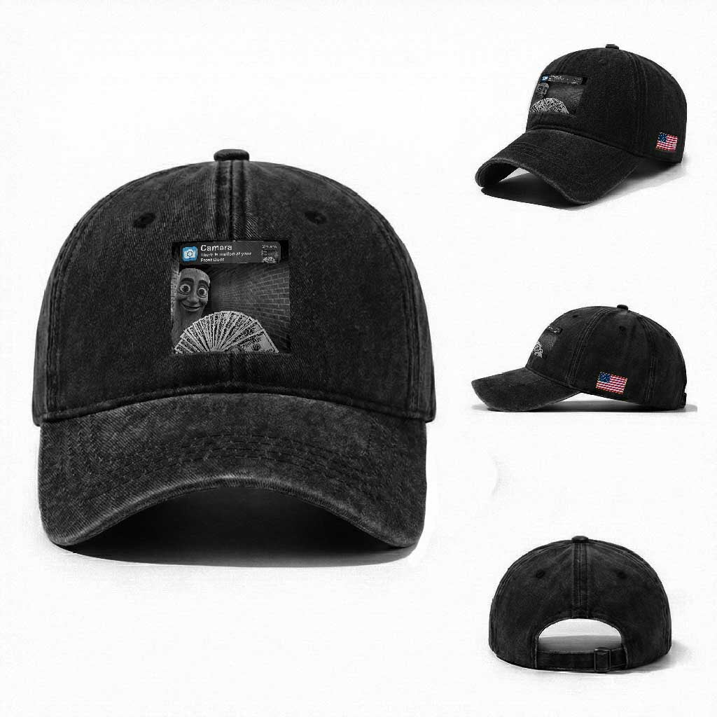 There is Motion at Your Front Door Washed Cotton Baseball Cap Tung Tung Tung Sahur Italian Brainrot Meme
