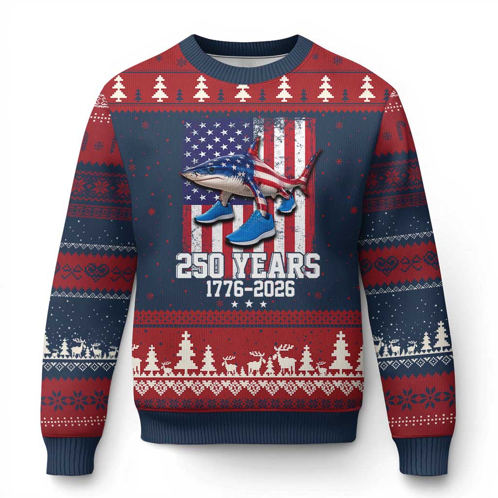 250th America Anniversary Ugly Christmas Sweater Tralalero Tralala Italian Brainrot 4th of July Meme