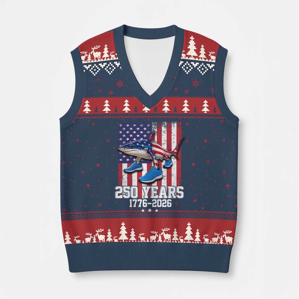 250th America Anniversary V-Neck Knit Sweater Vest Tralalero Tralala Italian Brainrot 4th of July Meme