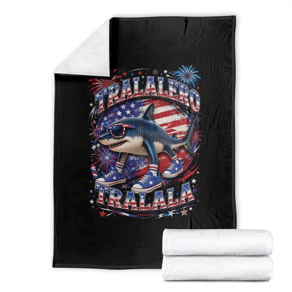 Tralalero Tralala Shark Italian Brainrot 4th Of July Meme Throw Blanket