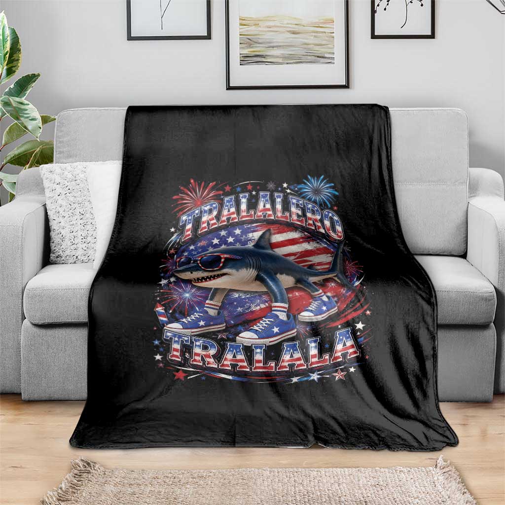 Tralalero Tralala Shark Italian Brainrot 4th Of July Meme Throw Blanket
