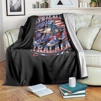 Tralalero Tralala Shark Italian Brainrot 4th Of July Meme Throw Blanket