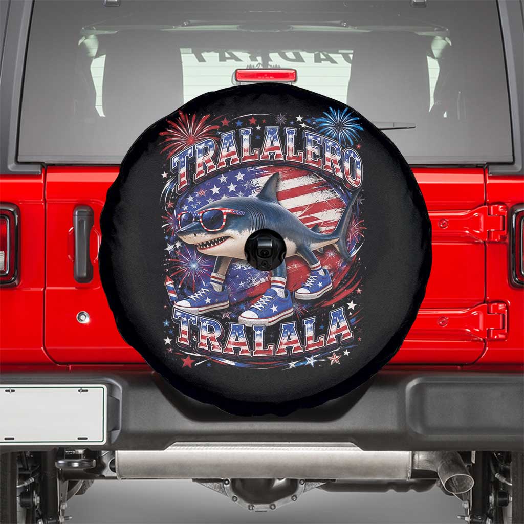 Tralalero Tralala Shark Italian Brainrot 4th Of July Meme Spare Tire Cover