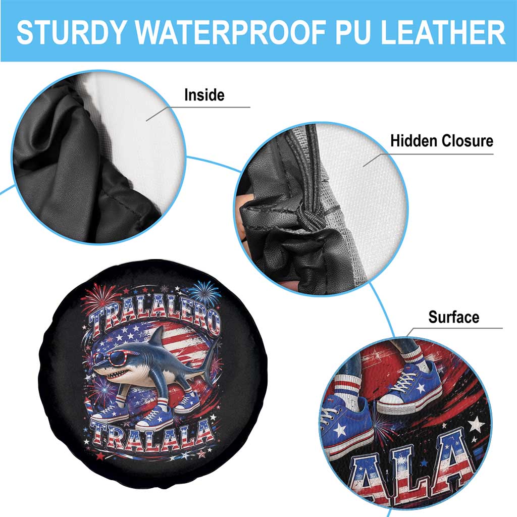 Tralalero Tralala Shark Italian Brainrot 4th Of July Meme Spare Tire Cover
