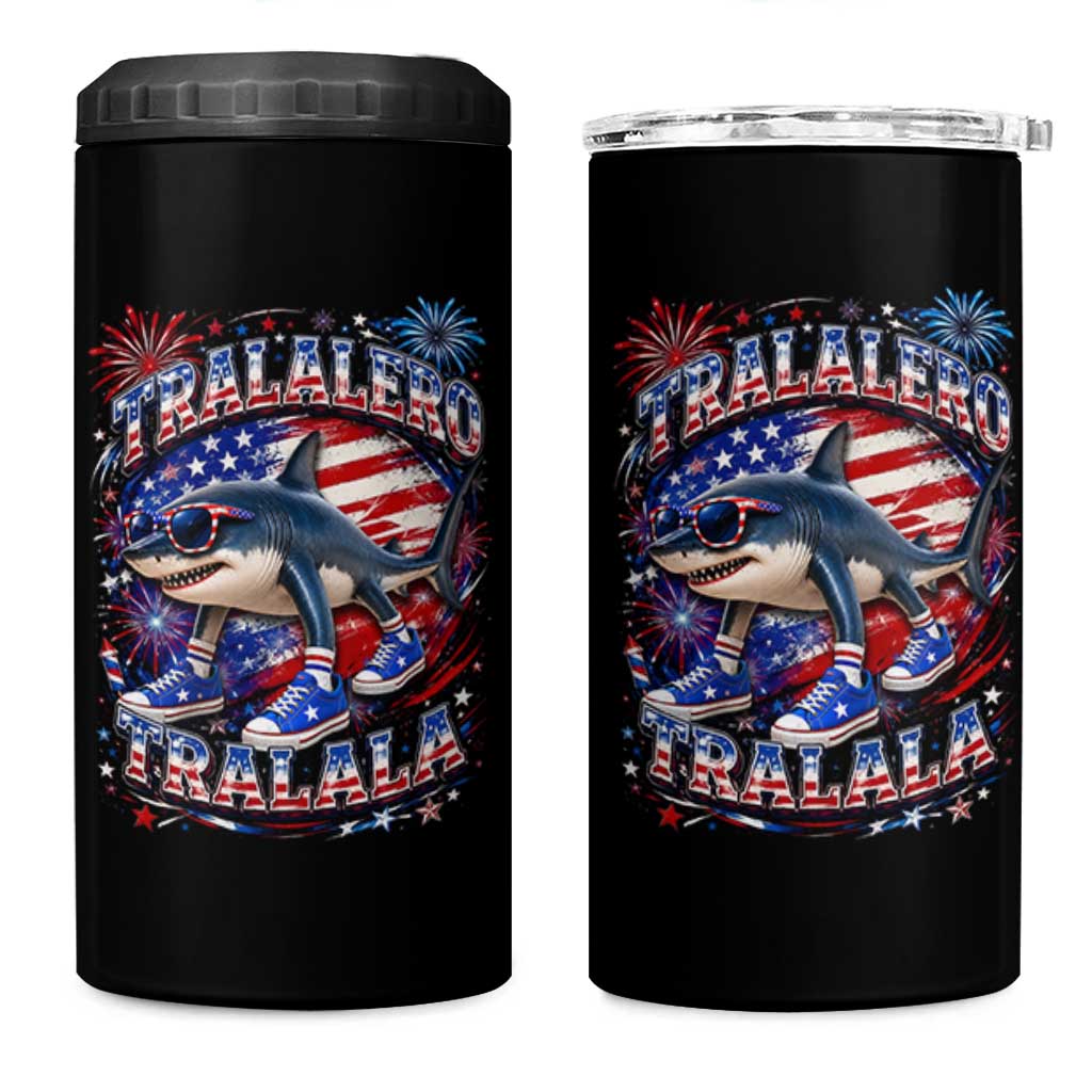 Tralalero Tralala Shark Italian Brainrot 4th Of July Meme 4 in 1 Can Cooler Tumbler
