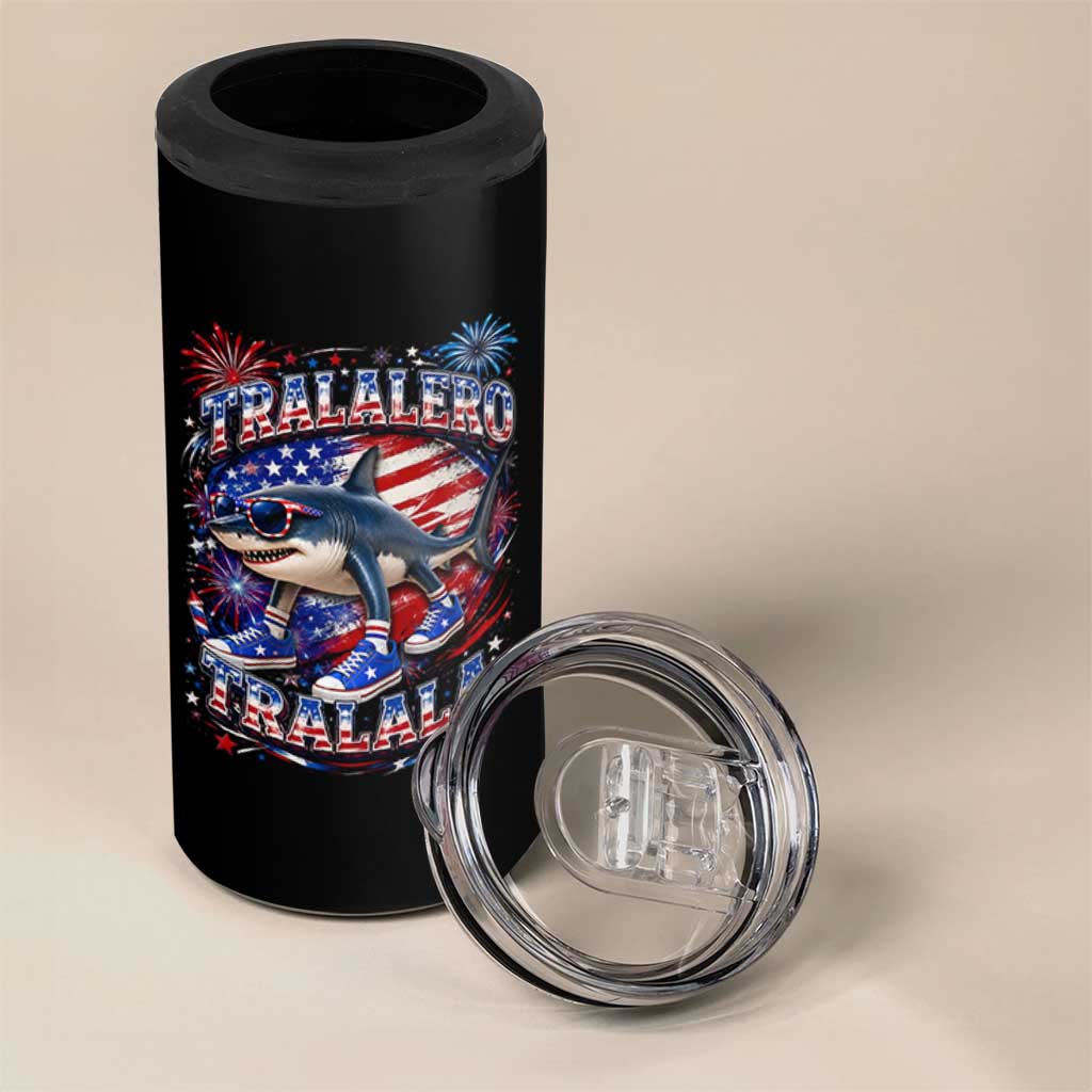 Tralalero Tralala Shark Italian Brainrot 4th Of July Meme 4 in 1 Can Cooler Tumbler