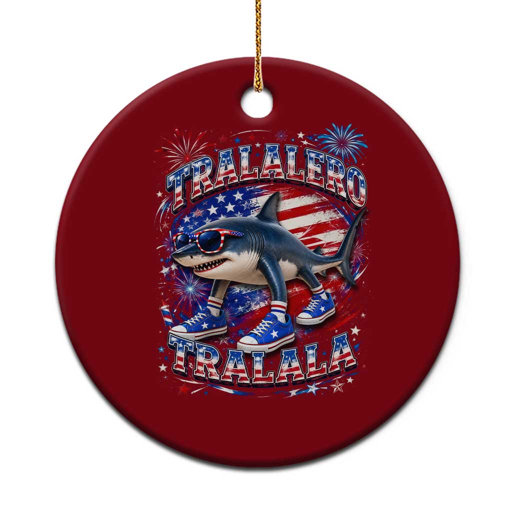 Tralalero Tralala Shark Italian Brainrot 4th Of July Meme Ceramic Ornament