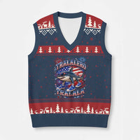 Tralalero Tralala Shark Italian Brainrot 4th Of July Meme V-Neck Knit Sweater Vest