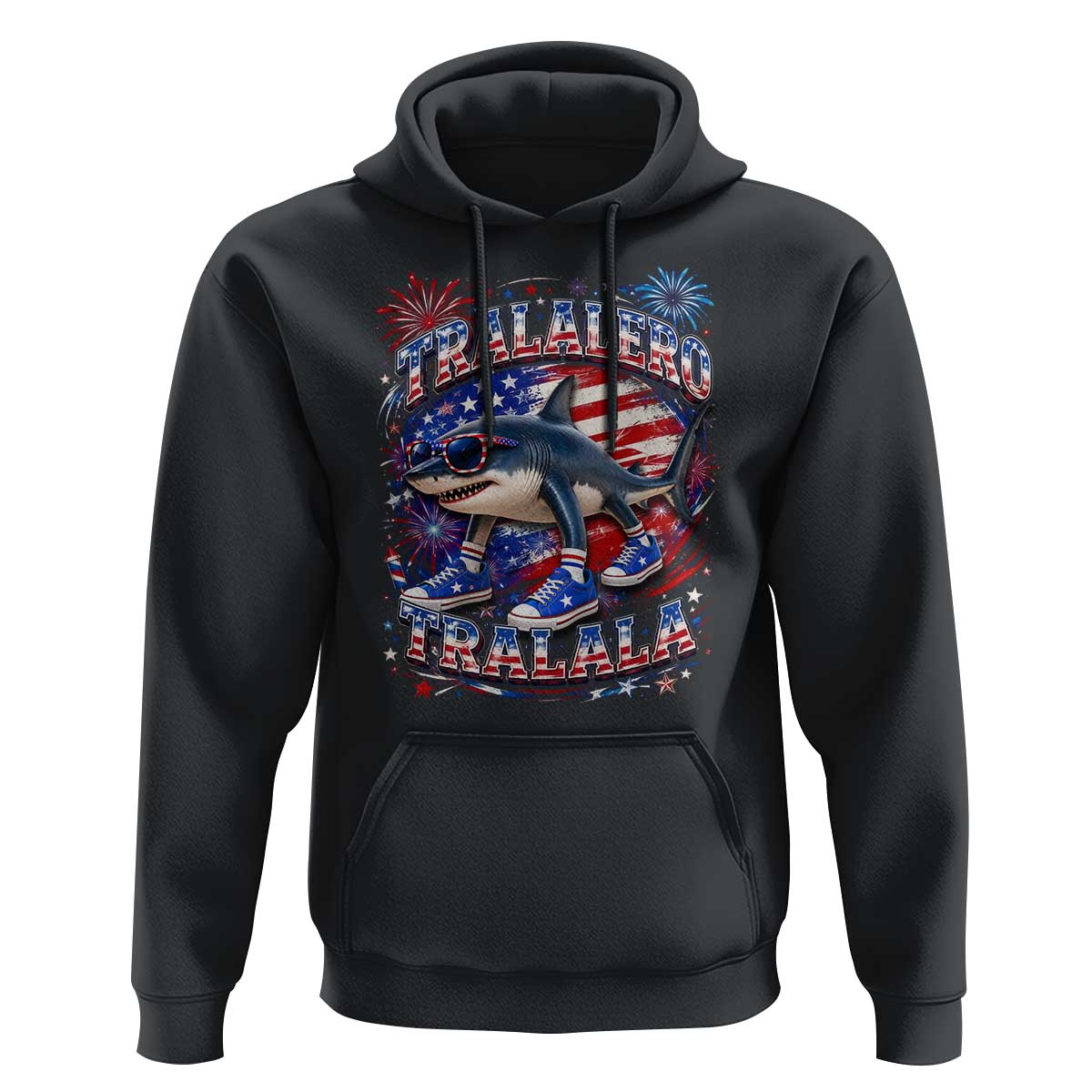 Tralalero Tralala Shark Italian Brainrot 4th Of July Meme Hoodie