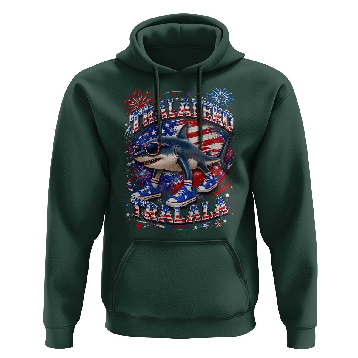 Tralalero Tralala Shark Italian Brainrot 4th Of July Meme Hoodie