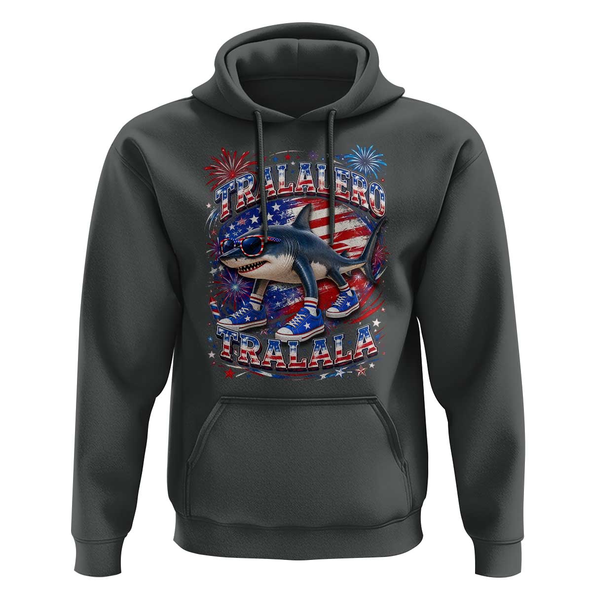 Tralalero Tralala Shark Italian Brainrot 4th Of July Meme Hoodie
