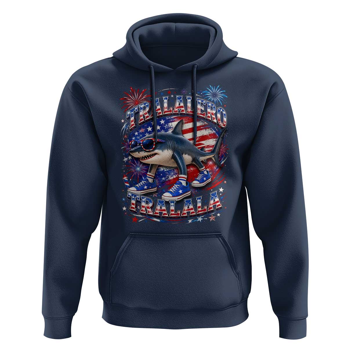 Tralalero Tralala Shark Italian Brainrot 4th Of July Meme Hoodie