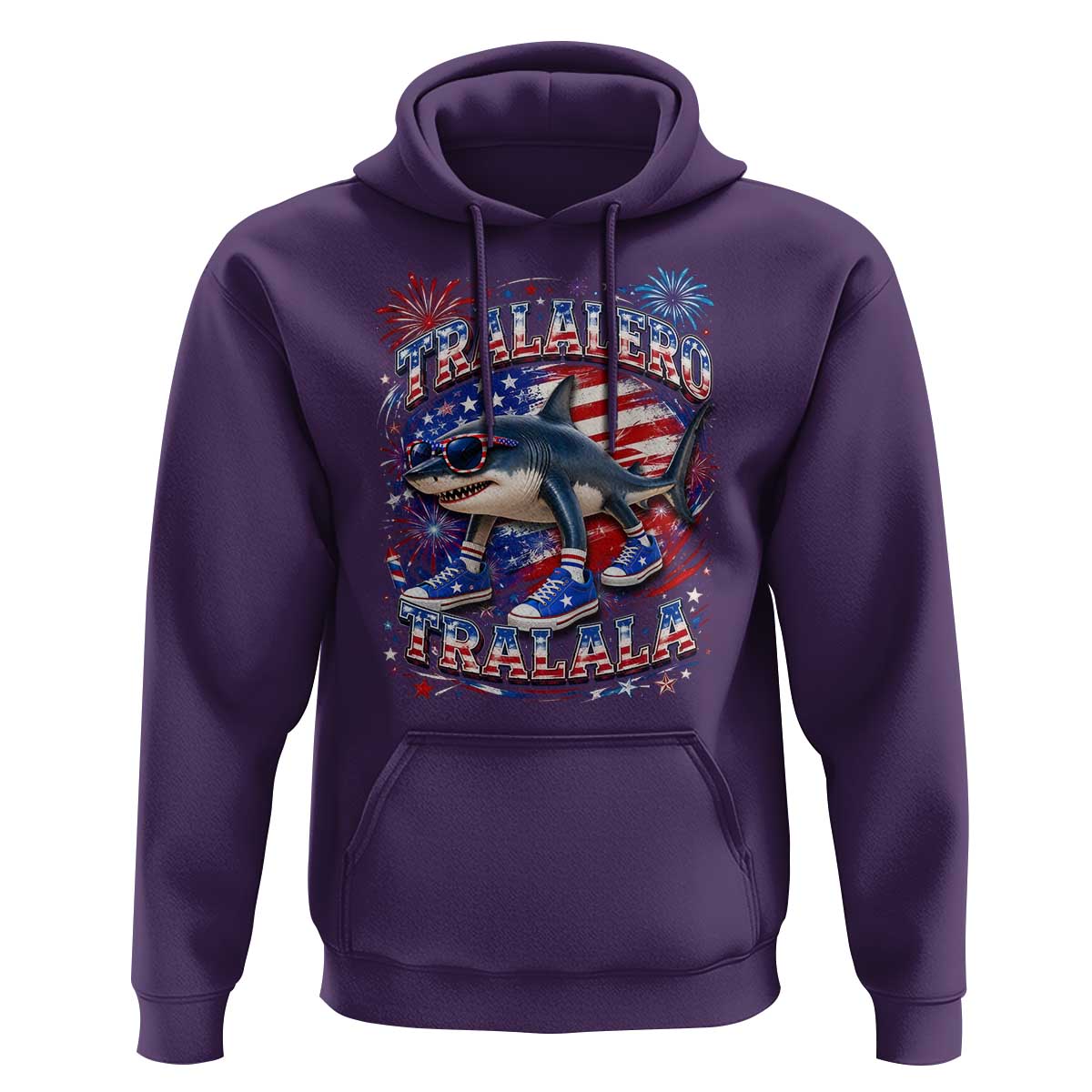 Tralalero Tralala Shark Italian Brainrot 4th Of July Meme Hoodie