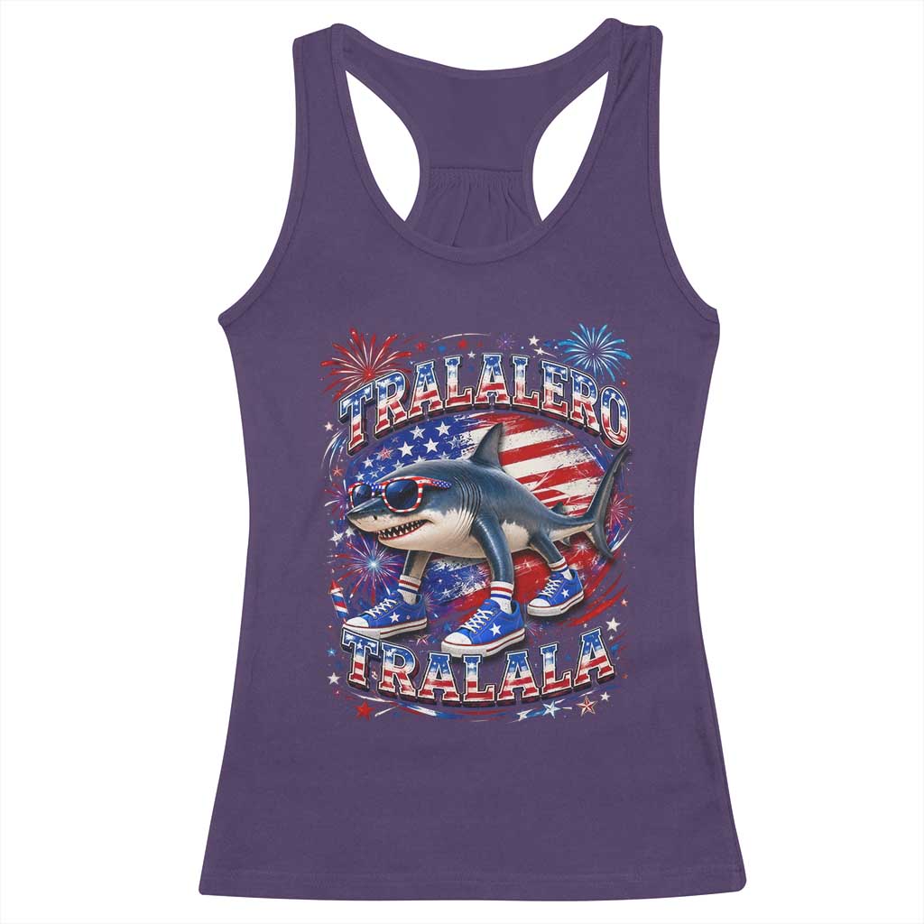 Tralalero Tralala Shark Italian Brainrot 4th Of July Meme Racerback Tank Top