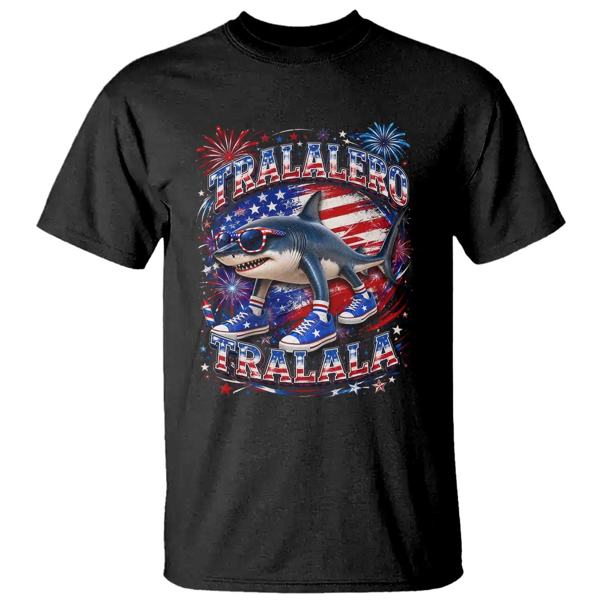 Tralalero Tralala Shark Italian Brainrot 4th Of July Meme T Shirt