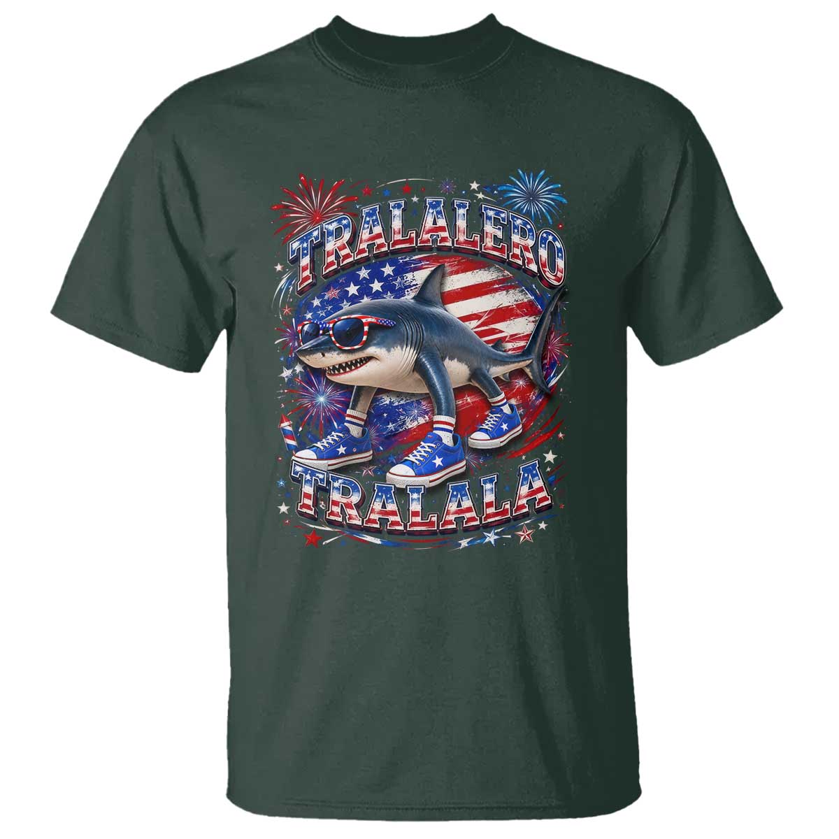 Tralalero Tralala Shark Italian Brainrot 4th Of July Meme T Shirt