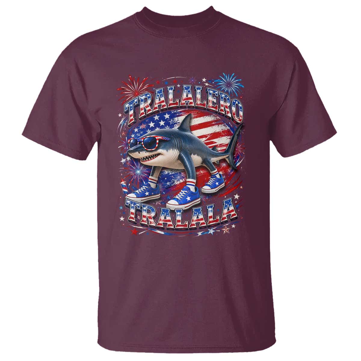 Tralalero Tralala Shark Italian Brainrot 4th Of July Meme T Shirt