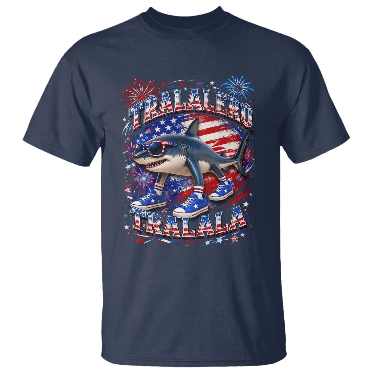 Tralalero Tralala Shark Italian Brainrot 4th Of July Meme T Shirt
