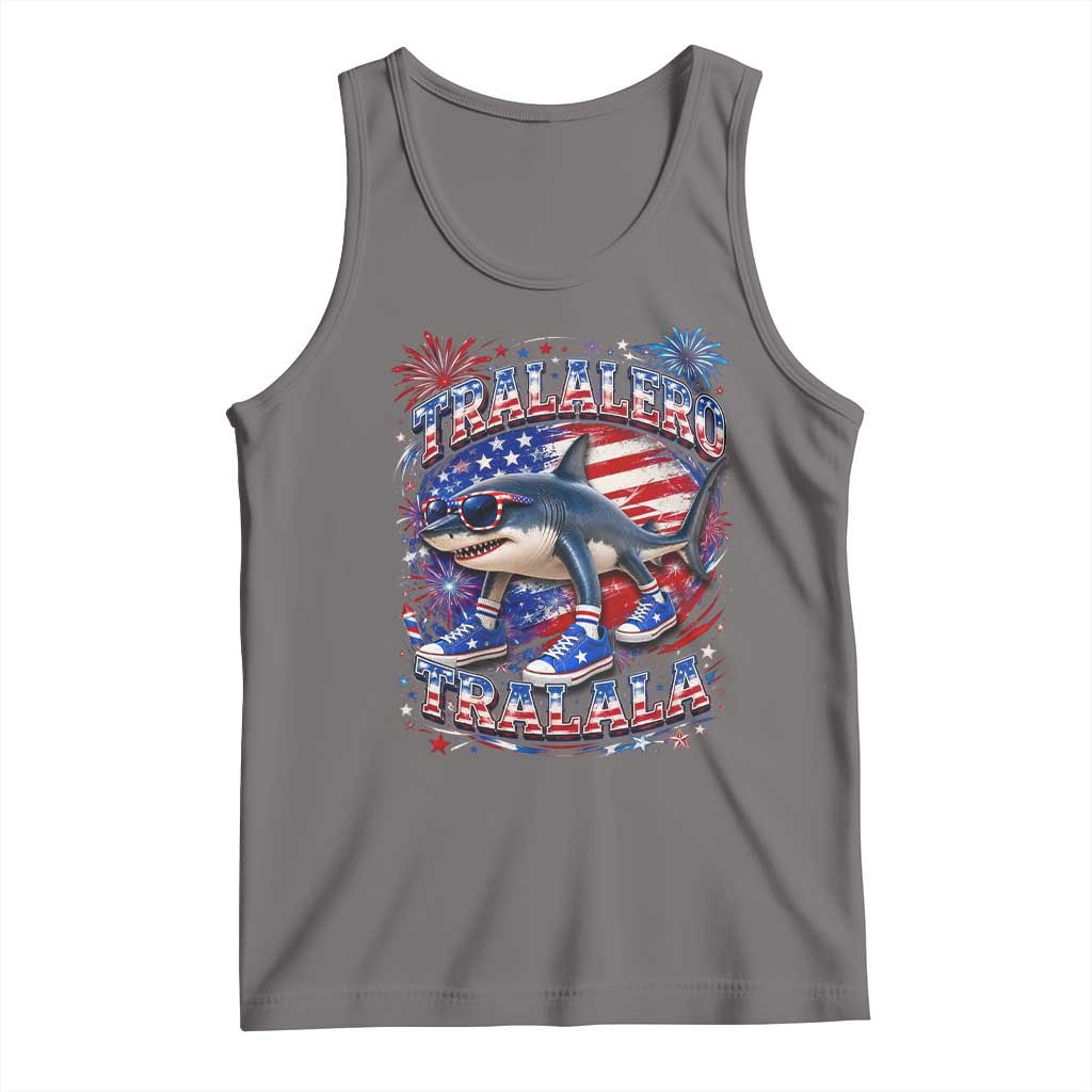 Tralalero Tralala Shark Italian Brainrot 4th Of July Meme Tank Top