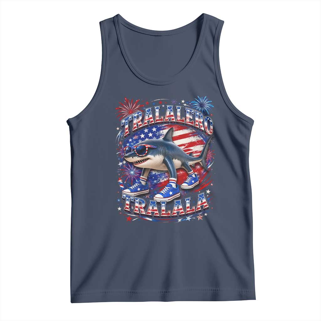 Tralalero Tralala Shark Italian Brainrot 4th Of July Meme Tank Top