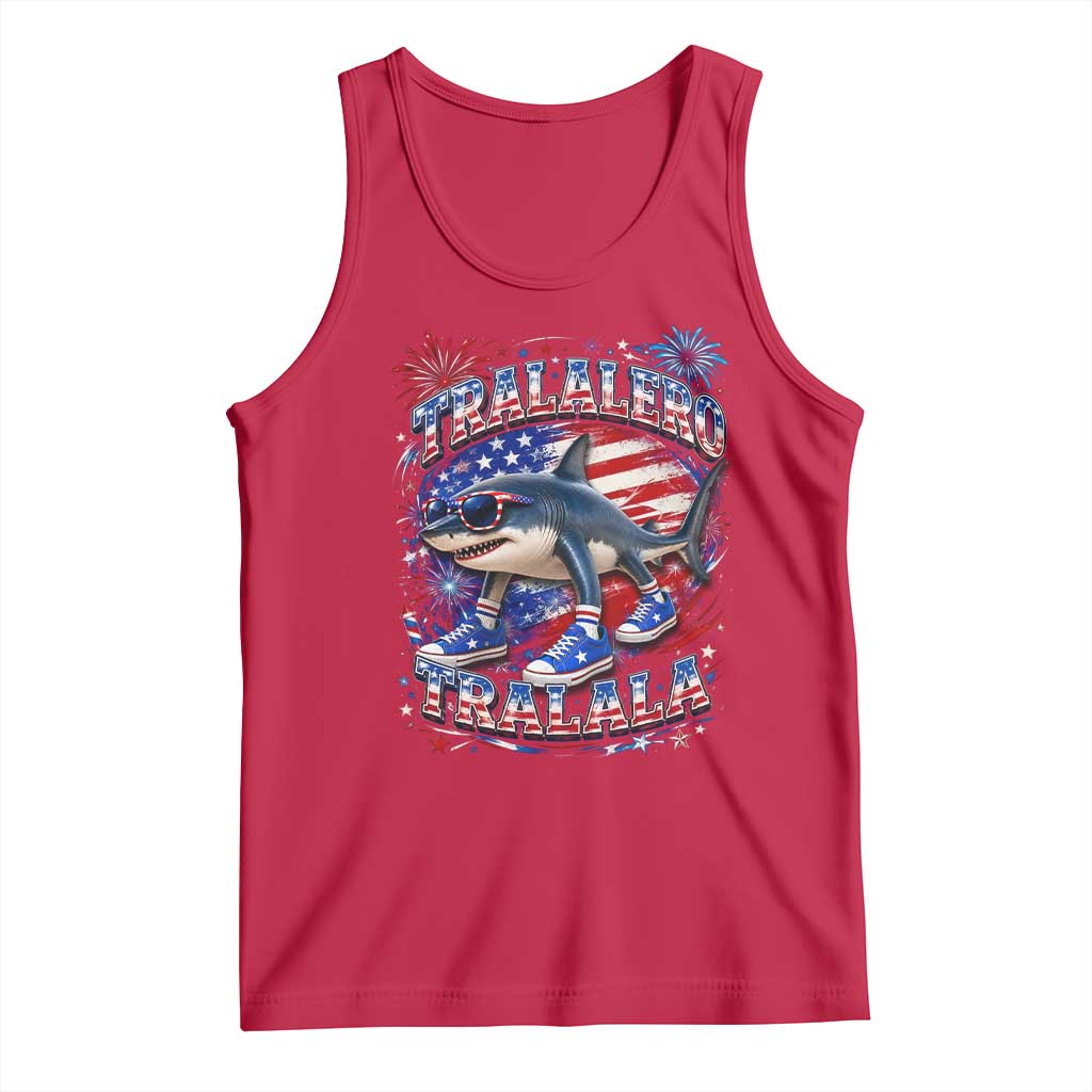 Tralalero Tralala Shark Italian Brainrot 4th Of July Meme Tank Top