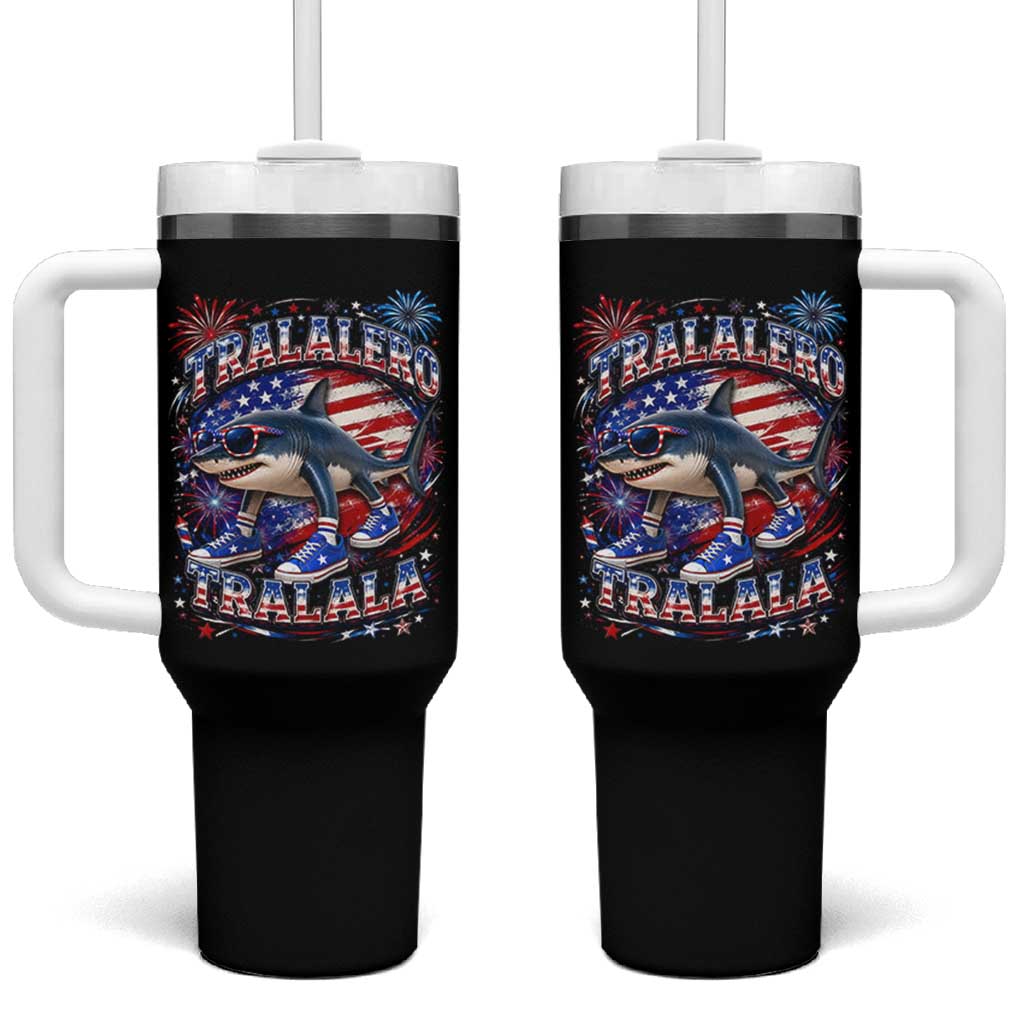 Tralalero Tralala Shark Italian Brainrot 4th Of July Meme Tumbler With Handle