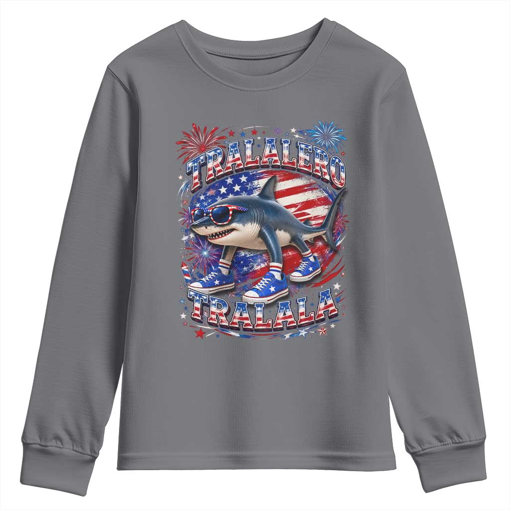 Tralalero Tralala Shark Italian Brainrot 4th Of July Meme Youth Sweatshirt
