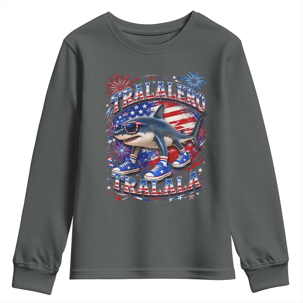 Tralalero Tralala Shark Italian Brainrot 4th Of July Meme Youth Sweatshirt