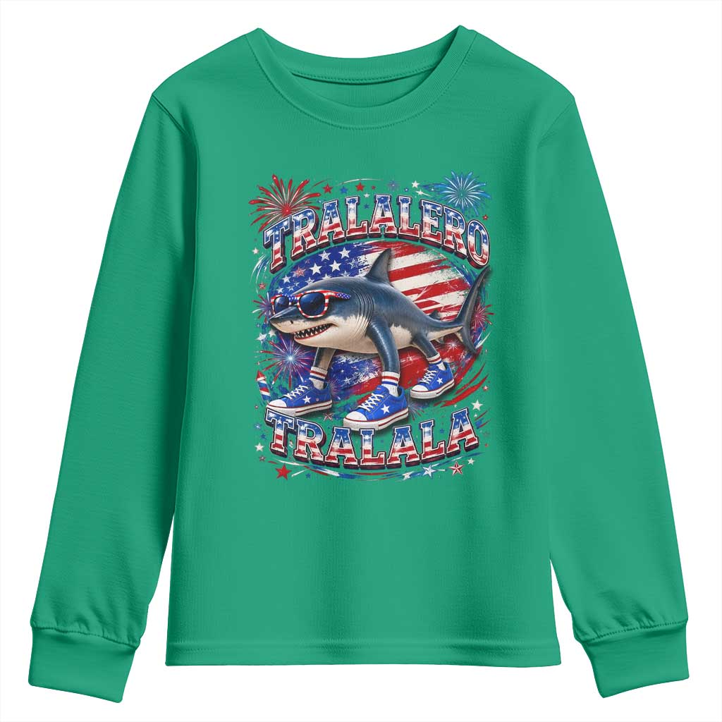 Tralalero Tralala Shark Italian Brainrot 4th Of July Meme Youth Sweatshirt