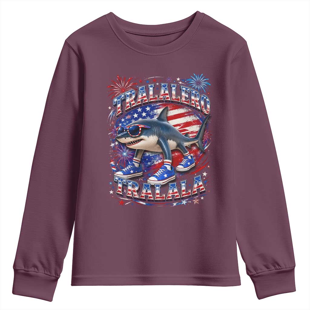 Tralalero Tralala Shark Italian Brainrot 4th Of July Meme Youth Sweatshirt