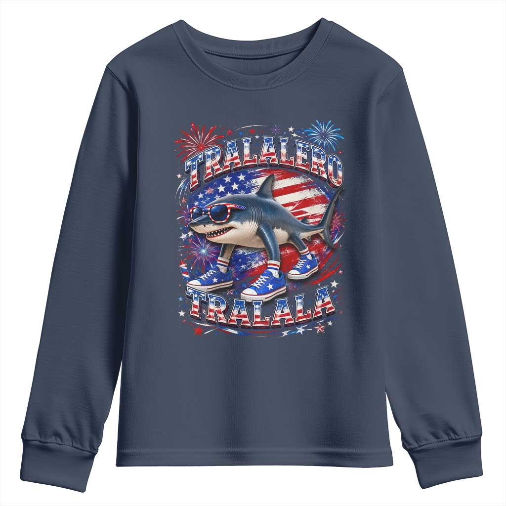 Tralalero Tralala Shark Italian Brainrot 4th Of July Meme Youth Sweatshirt