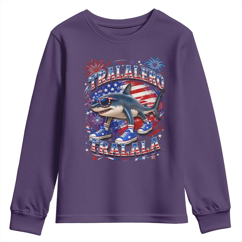 Tralalero Tralala Shark Italian Brainrot 4th Of July Meme Youth Sweatshirt