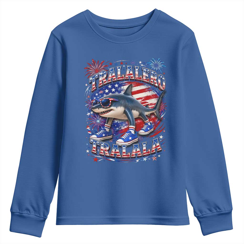 Tralalero Tralala Shark Italian Brainrot 4th Of July Meme Youth Sweatshirt