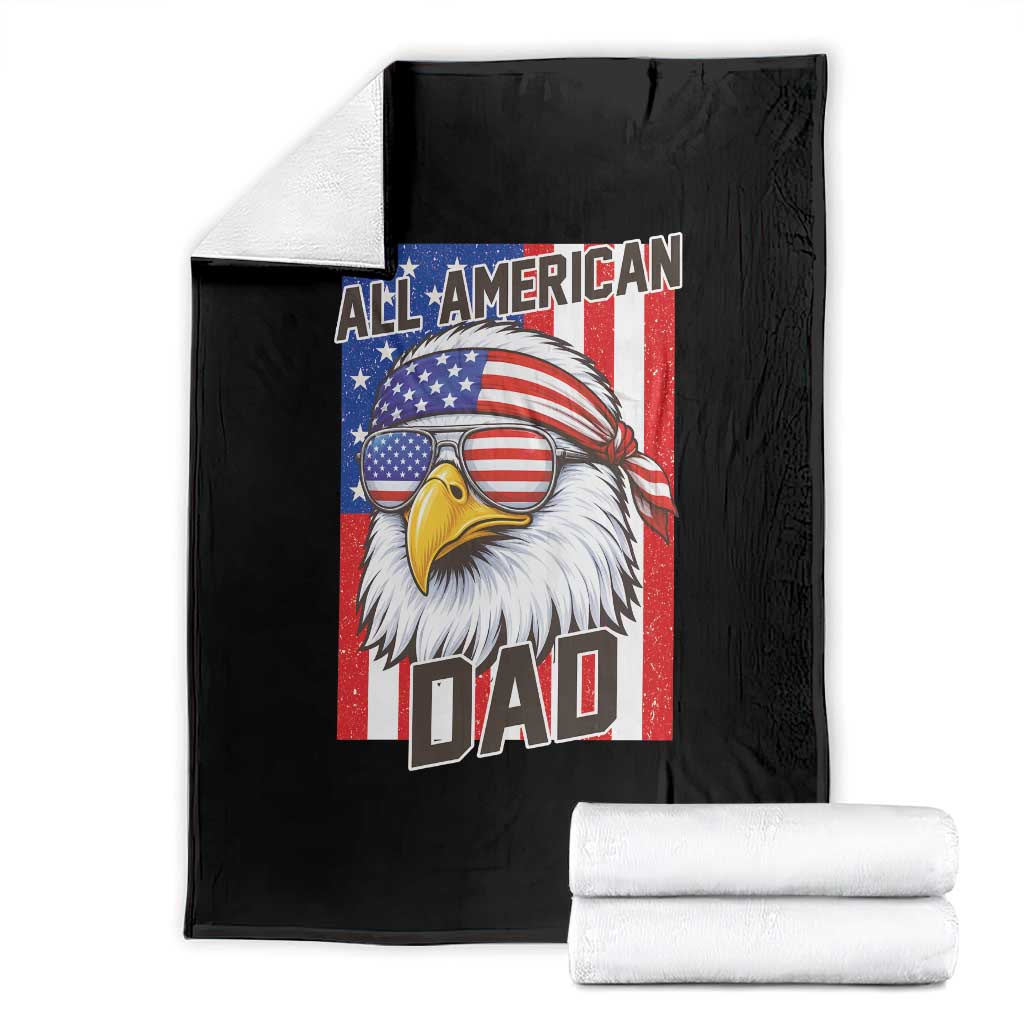 All American Dad 4th of July Throw Blanket Daddy Eagle USA
