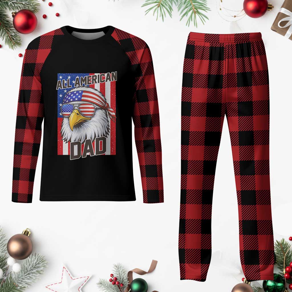 All American Dad 4th of July Plaid Pajama Set Daddy Eagle USA