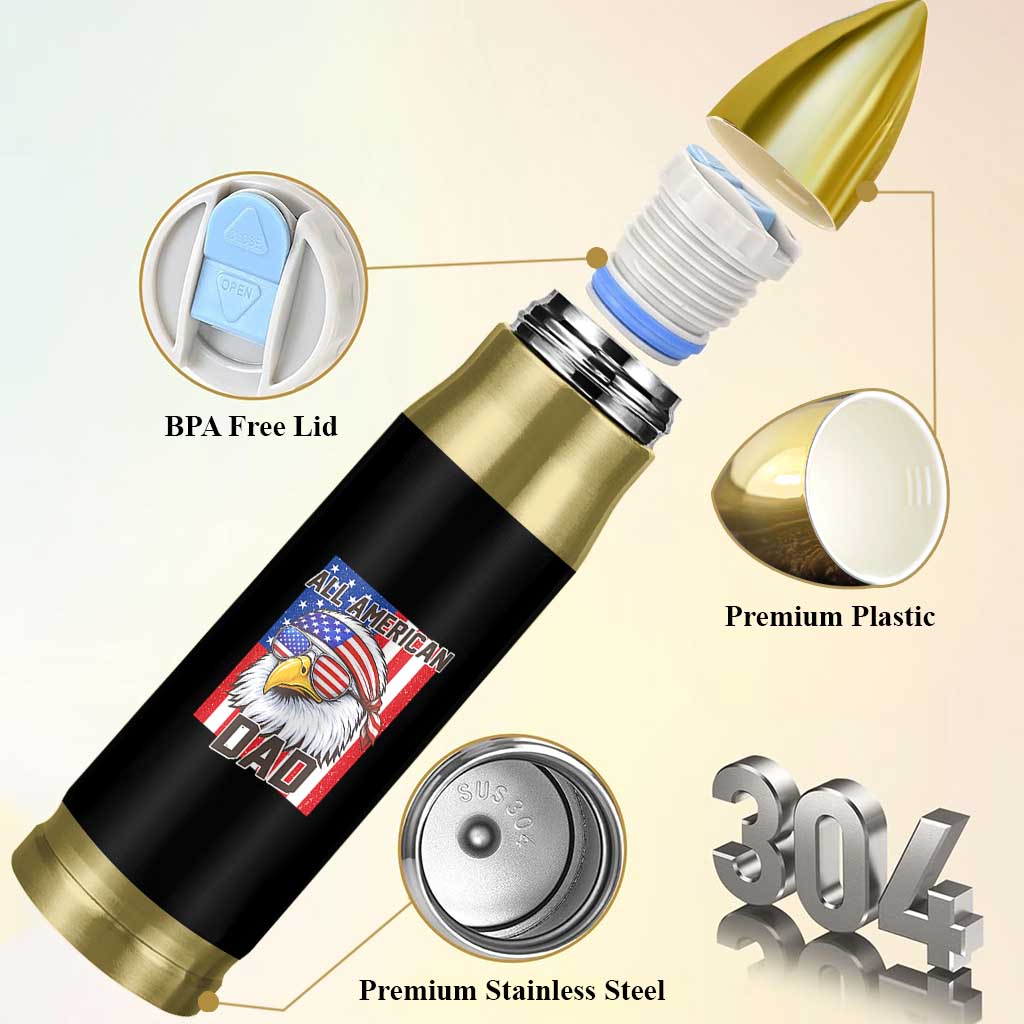 All American Dad 4th of July Bullet Tumbler Daddy Eagle USA