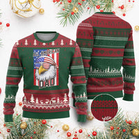 All American Dad 4th of July Ugly Christmas Sweater Daddy Eagle USA