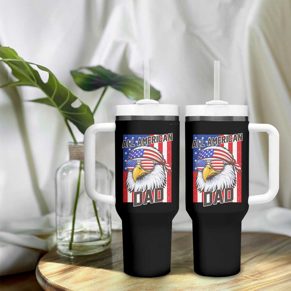 All American Dad 4th of July Tumbler With Handle Daddy Eagle USA