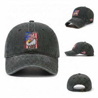 All American Dad 4th of July Washed Cotton Baseball Cap Daddy Eagle USA