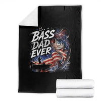 Bass Dad Ever Fishing Throw Blanket Patriotic Dad Birthday 4th Of July Gifts