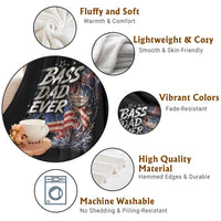 Bass Dad Ever Fishing Throw Blanket Patriotic Dad Birthday 4th Of July Gifts