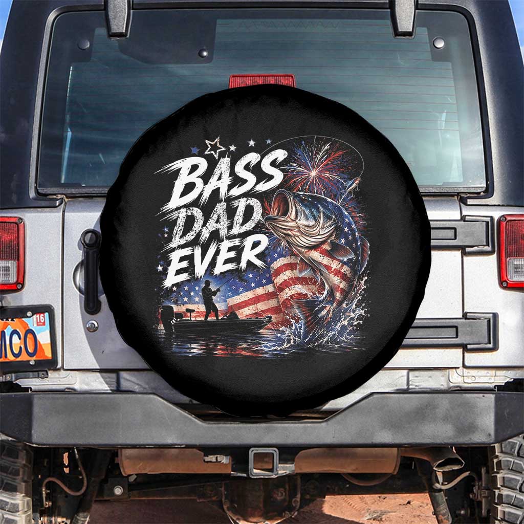 Bass Dad Ever Fishing Spare Tire Cover Patriotic Dad Birthday 4th Of July Gifts
