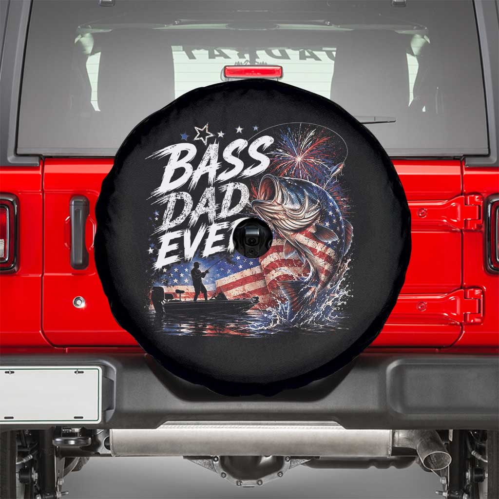 Bass Dad Ever Fishing Spare Tire Cover Patriotic Dad Birthday 4th Of July Gifts