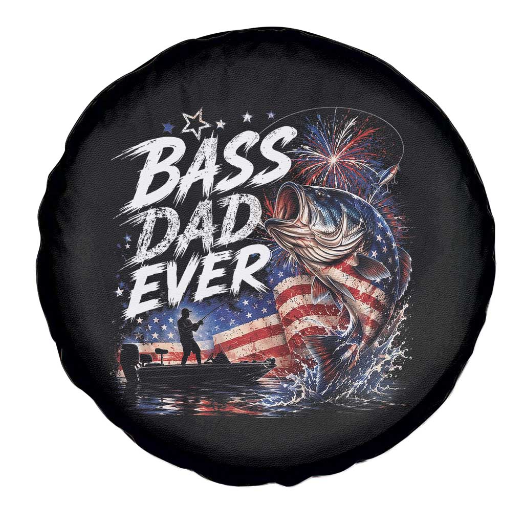 Bass Dad Ever Fishing Spare Tire Cover Patriotic Dad Birthday 4th Of July Gifts