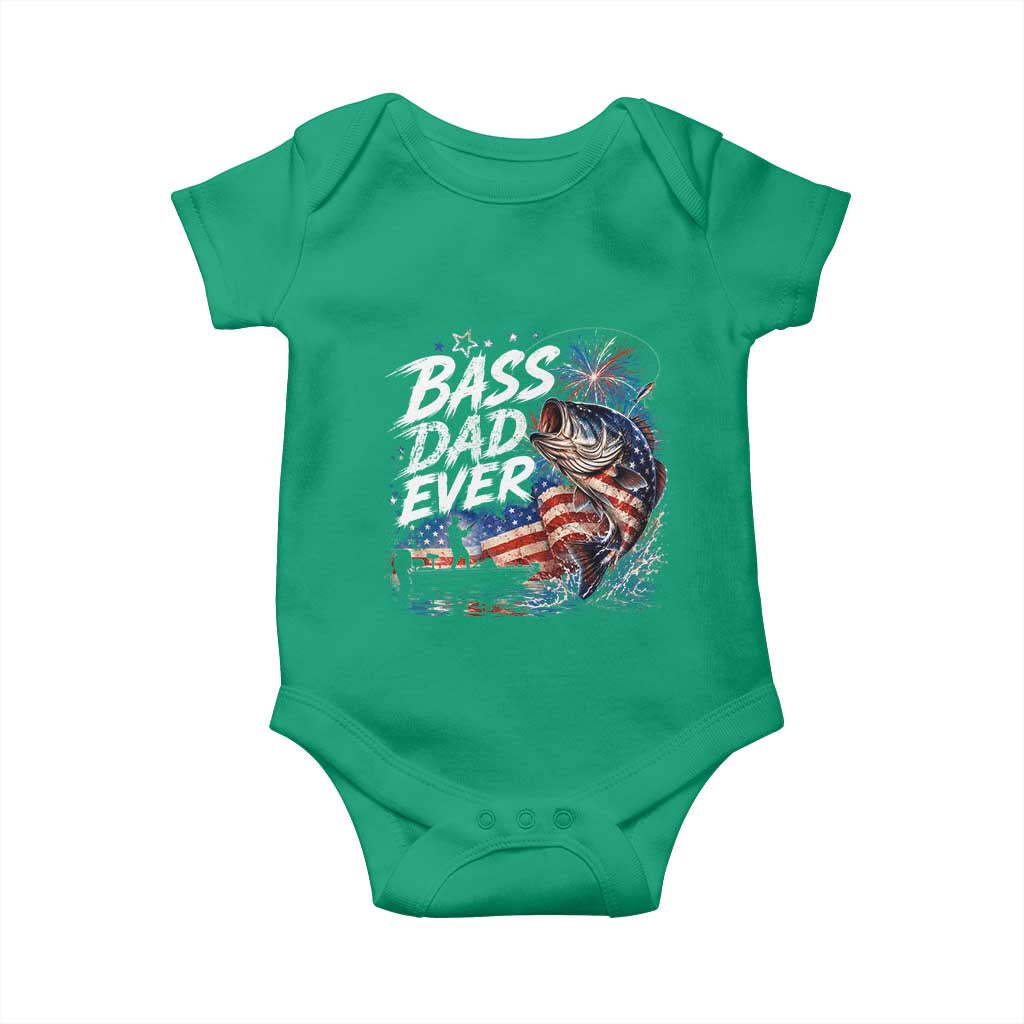 Bass Dad Ever Fishing Baby Onesie Patriotic Dad Birthday 4th Of July Gifts