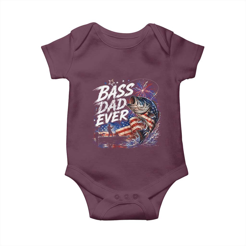 Bass Dad Ever Fishing Baby Onesie Patriotic Dad Birthday 4th Of July Gifts