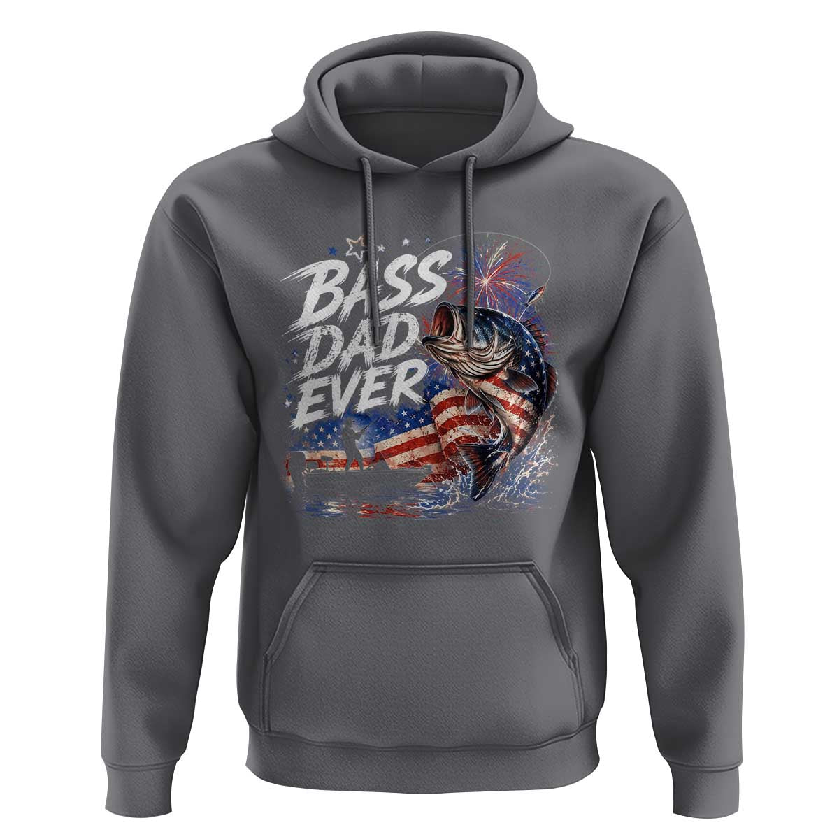 Bass Dad Ever Fishing Hoodie Patriotic Dad Birthday 4th Of July Gifts