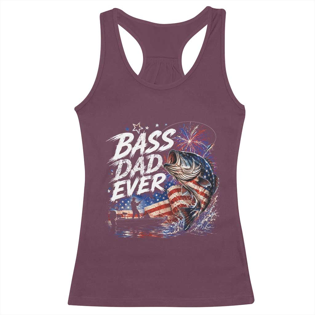 Bass Dad Ever Fishing Racerback Tank Top Patriotic Dad Birthday 4th Of July Gifts